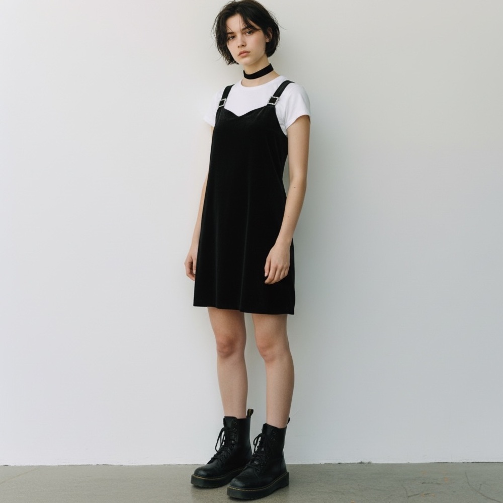 Vintage 90s Jessica McClintock black Velvet rhinestone Goth Cocktail Party dress